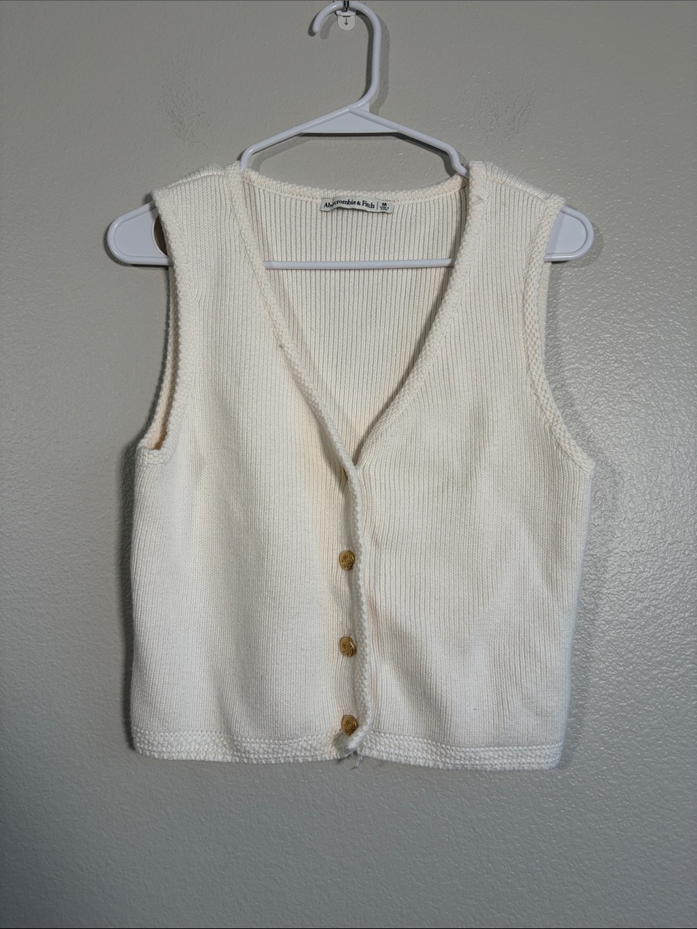 Abercrombie Mara Sweater Vest in Ivory / Gold - M - Picture 2 of 5